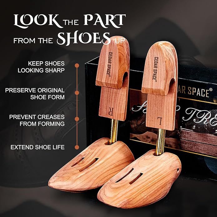 Cedar Space Wooden Shoe Stretcher Tree, 6.5-14 Sizes Cedar Wood Shoe Trees,2/4PC Shoe Stretcher for Men, Sneakers,Boots