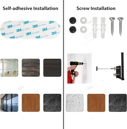 Paper Towel Holders,Paper Towels Rolls,Paper Bulk- Self-Adhesive Under Cabinet Wall Mount Countertop,Both Available in Adhesive and Screws,for Kitchen, Pantry, Sink, Bathroom，Stainless Steel-Black