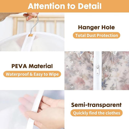12 Pack Clear Garment Bags for Hanging Clothes, 40" Suit Bags for Closet Storage,Plastic Dustproof Suit Cover Bags,Plastic Suit Cover Bags with Zipper for Coats,Jackets,Shirts (24''X40")