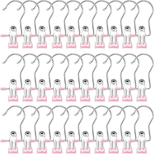 Boot Hangers for Closet, Hanging Clips Laundry Hooks Clothes Pins Closet Hanger Organizer Clamps Socks Towel Clips Heavy Duty Clothespins Bulk Hanger Clips for Closet Travel Pants Socks Handbags