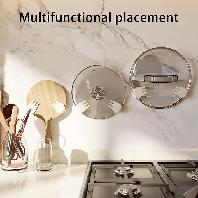 Li&Zhao Pot Lid Organizer for Cabinet Door - 5 Pairs of Lid Organizers Inside Cabinet Pot and Pan Organizer Door Wall Mount Pot Lid Holder Pot Cover Holder Rack for Kitchen Cupboard(White)