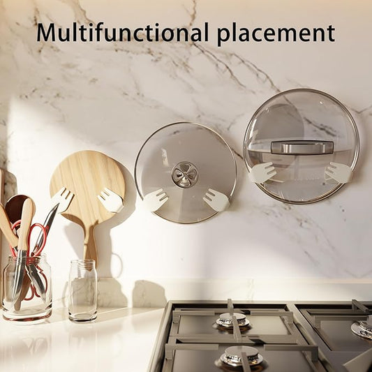 Li&Zhao Pot Lid Organizer for Cabinet Door - 5 Pairs of Lid Organizers Inside Cabinet Pot and Pan Organizer Door Wall Mount Pot Lid Holder Pot Cover Holder Rack for Kitchen Cupboard(White)
