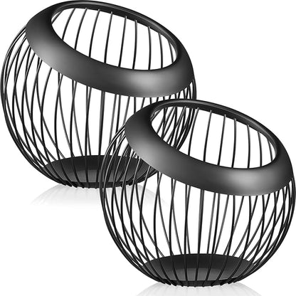 Patelai 2 Pieces Coffee Pods Holder Large Capacity Coffee Pod Baskets Stainless Steel Cup Organizer Sturdy for Espresso Capsule Pot Storage Metal Wire Fruit Bowl Snack Storage(Black)