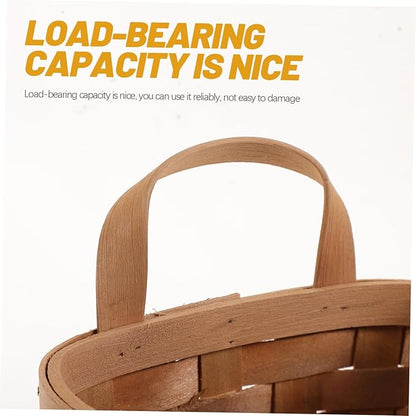 Woven Storage Baskets Natural Wood Hanging Organizer Wall Mounted Compact Kitchen Storage Basket for Utensils Cosmetics and Decor Load Bearing Carbonized Color