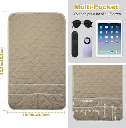 Gloserin Remote Control Holder for Recliner,Armchair Caddy,Non Slip Sofa Armrest Storage Organizer for Recliner Couch with 6 Pockets for TV Remote,Cell Phone,Magazine (Beige)