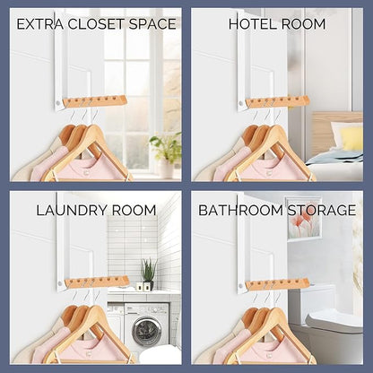 Over The Door Coat Rack - Portable Foldable Laundry Hanger Dryer Rack - Ideal for Travel and Laundry Needs - Convenient Over The Door Hanger for Clothes and Laundry - 1PCS (White)