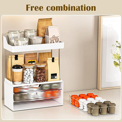 caktraie 5 Tiers Bathroom Counter Organizer - 3 Drawers Makeup Organizer, Cosmetic Storage Drawer for Dresser Countertop and Bathroom Vanity for Large Skincare, Perfume, Clear