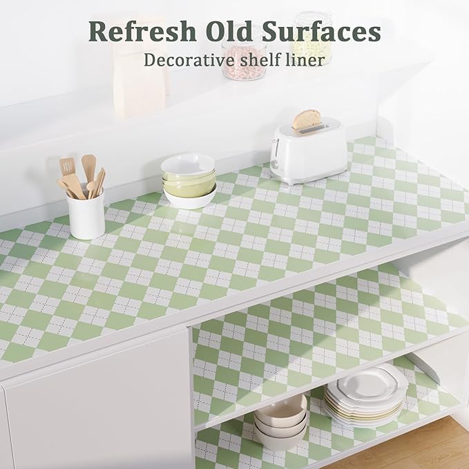 Sage Green Shelf Liner for Kitchen Cabinets 12" x 360" Non-Adhesive Non-Slip Drawer Liners for Dresser, Waterproof Washable Paper, Durable Protector Mat for Pantry Shelves Cupboards