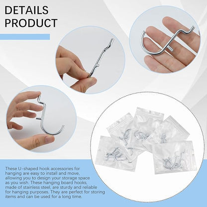 25 Pcs J Style pegboard Hooks Stainless Steel Metal Pegboard Hooks Peg Board Wall Display Accessories for Jewelry Organizer Hanging Tools (Large)