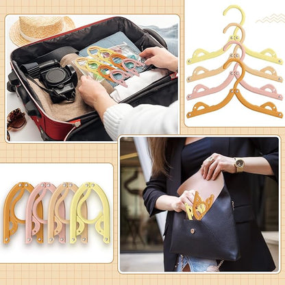 12 Pcs Travel Hangers Cruise Ship Essentials Foldable Portable Plastic Vacation Hangers Non Slip Clothes Drying Rack Travel Accessories for Dormitory School Hotel Laundry (Bright Color)
