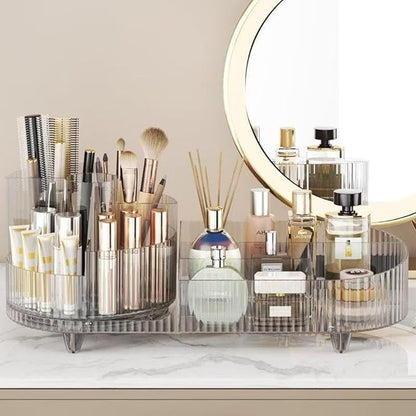 Rotating Large Capacity Cosmetic Display Case,Bathroom Counter Organizer Countertop Storage,Cosmetics Skincare Shelf Organizer (Clear)