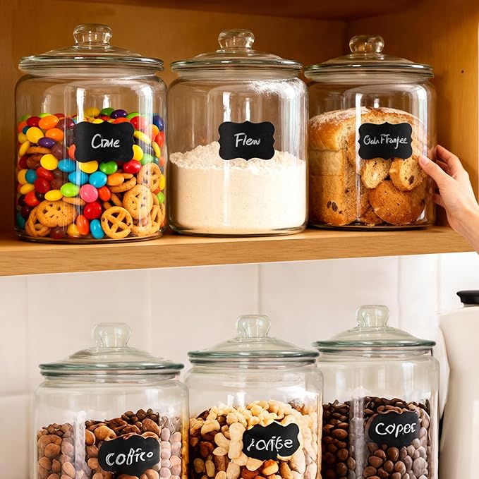 Masthome Large Glass Jar,1 Gallon Glass Jar with Lid, Airtight,Dishwasher Safe,Wide Mouth Storage Canister for Pasta,Flour,Nuts,Cookies,& More-Send 15 Food Storage Bags