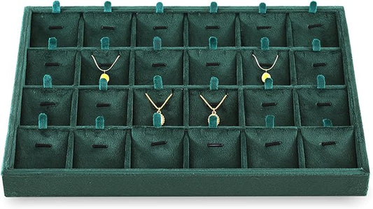 Necklace Display Tray, Velvet Jewelry Organizer, Premium Pendant Display,Luxury Earrings Organizer,Green Necklace Organizer