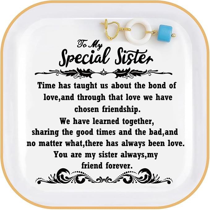 PUDDING CABIN Birthday Gifts from Sister -“You are My Sister Always, My Friend Forever, Ring Trinket Jewelry Dish Ring Holder, Christmas Gifts
