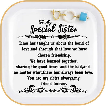 PUDDING CABIN Birthday Gifts from Sister -“You are My Sister Always, My Friend Forever, Ring Trinket Jewelry Dish Ring Holder, Christmas Gifts