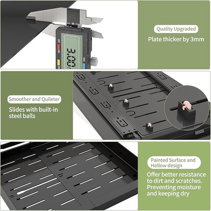 2 Pack Pull Out Cabinet Organizers Expandable (13''-19''), Plastic Slide Out Drawers for Kitchen, Bathroom, Pantry, Under Sink Storage, Pull Out Drawers Fixed with Adhesive Nano Film (Black)