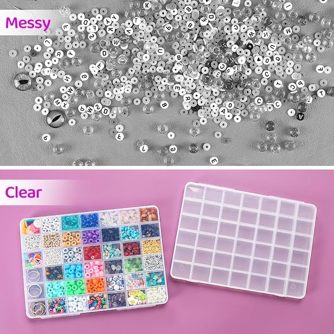 Eppingwin 42 Grids Bead Organizer, Craft Organizers and Storage, Acrylic Organizers, plastic Bead Organizer Box for Crafts Organizing Storing (2 pcak)