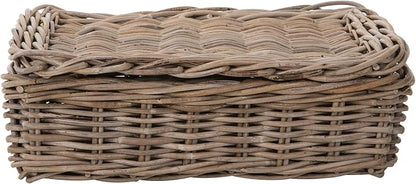 Rectangular Underbed Storage Bin with Lid Rattan Basket for Clothes, Blankets Pillows Lightweight Wicker Storage Unit 7 in. H x 21 in. L x 15 in. W - from Kouboo