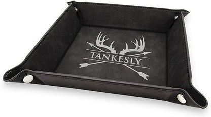 Jewelry Tray Brown, Valet Tray For Men, Krazy Case Premium PU Leather Engraved Valtet Tray, Jewlery Organizer, Personalized Valet Tray Organizer