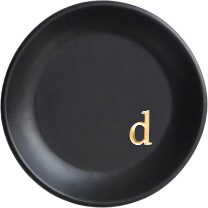 COLLECTIVE HOME - Ceramic Jewelry Tray, Decorative Trinket Dish for Rings Earrings Necklaces Bracelet Watch Keys, Birthday Mother's Day Christmas Gift for Women, 4.75", Black Surface (d)