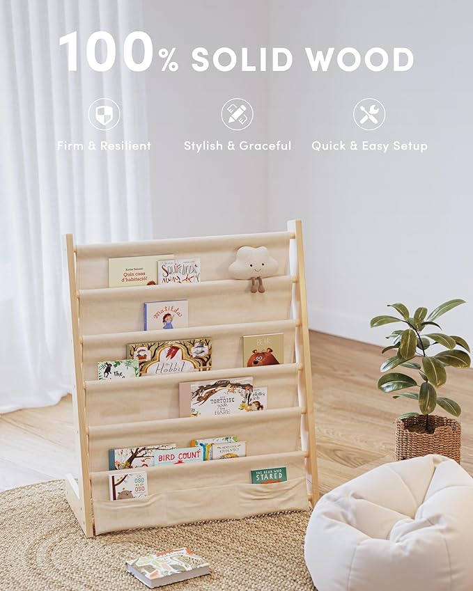 G&W Gruwald Kids Bookshelf, Book Shelf for Kids Rooms, Toddler Bookshelf, Book Rack for Kid (Wood, Medium)
