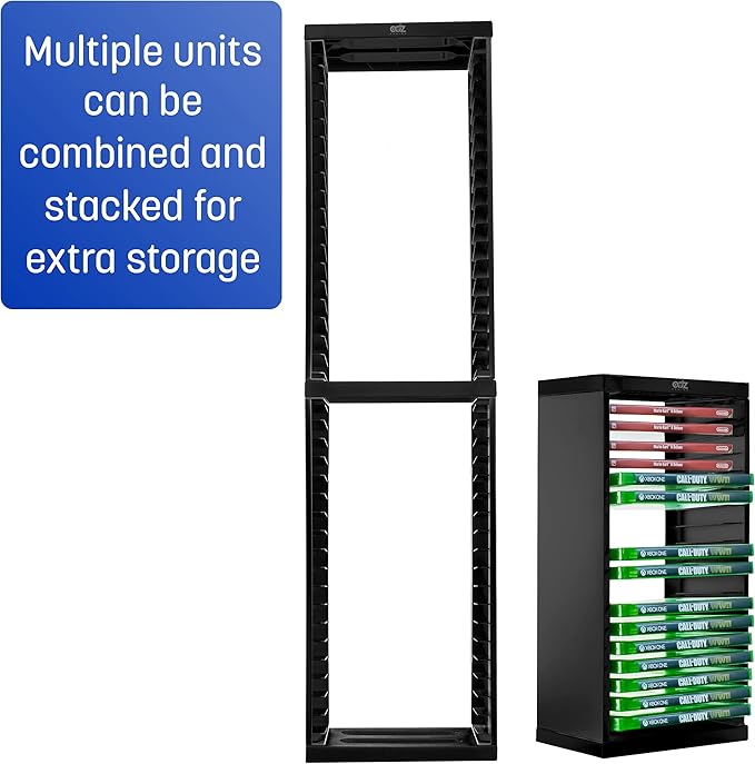 ADZ Game Storage Tower – Stores 36 Games or Blu-Ray Disks – Game Holder Rack for PS4, PS5, Xbox One, Xbox Series X/S Games and Blu-Ray Discs (Black)