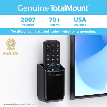 TotalMount Hole-Free Remote Control Holder – Eliminates Need to Drill Holes in Your Wall (Black, Quantity 1)