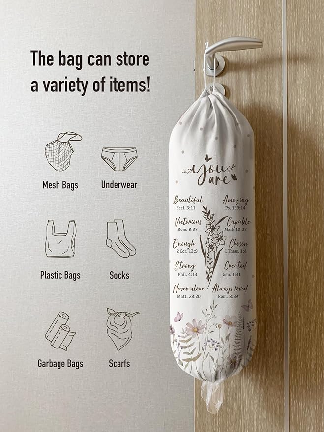 Hglian Grocery Bag Holder,You are Bible Verse Inspirational Plastic Shopping Bag Storage Organizer Keeper Extra Large