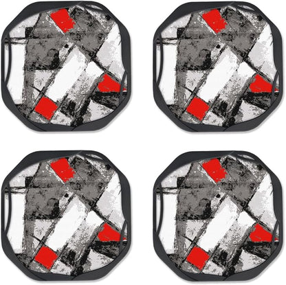 UMIRRO Absorbent Coasters for Drinks, Cool Silicone Cup Coaster with Felt Insert for Modern Coffee Table Decor, Small Unique Birthday Gift Ideas for Men Dad Him Women Mom Her, 4", Red Black, Set of 4