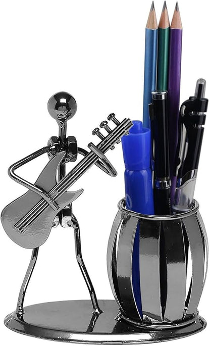 Pen Holder for Desk, Guitar Style Pencil Holder for Men Gifts, Cute Metal Pen Cup for Office Decor Desktop Organizer Desk Accessories