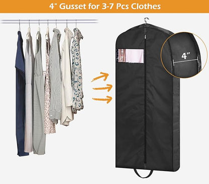 MISSLO 43" Mens Garment Bags for Travel Waterproof Suit Bags for Closet Storage Hanging Clothes Travel Bag for Shirts, Jackets, Coats, Black, 1 Pack