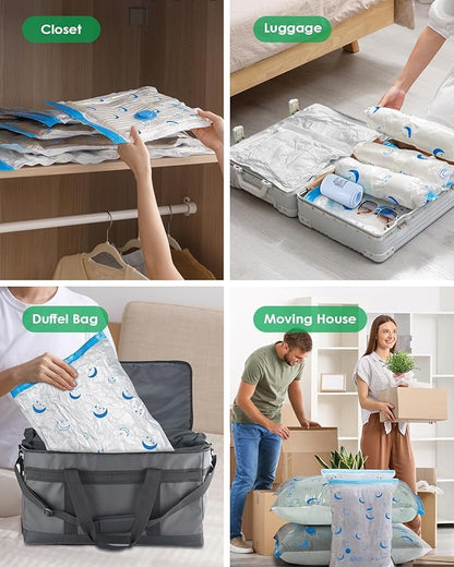 Travel Compression Bags, 25 Pack Vacuum Storage Bags with 1500mAh Rechargeable Battery, Vacuum Seal Bag for Space Saving Clothes, Blanket, Duvets, Pillows, Comforters, Travel Essentials, Luggage