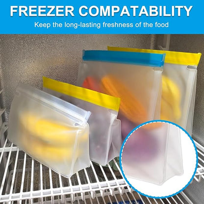 PATIKIL 6"x2"x4.1" Reusable Freezer Bag, 3 Pcs Leakproof Zip Food Storage Stand Up Bags Fridge Snack Vegetable Fruit Ice Container for Long-Lasting Freshness, Transparent
