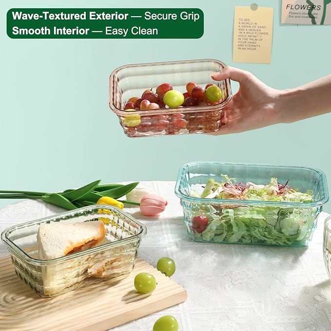 Taiuloo Set of 3 Food Storage Containers with Lids & Handle, BPA Free Plastic Meal Prep & Salad Bowl Containers To Go for Lunch, Salad Serving Bowls for Snack, Fruit, Veggie, Green