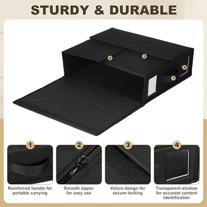 uxcell 4 Pack Bed Sheet Organizers and Storage with Handle, Foldable Bedding Duvet Cover Set Organizer Storage Closet and Under Bed Storage Containers, Black
