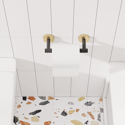 Black and Gold Toilet Paper Holder SUS304 Stainless Steel Double Post Pivoting Toilet Paper Roll Holder Wall Mounted Tissue Holder for Commercial Bathroom RV Matte Black & Brushed Brass Finish