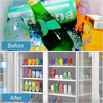 Drink Organizer for Fridge, 18.9x15.0x3.1in Soda Can Dispenser for Refrigerator, 6 Rows Adjustable Automatic Pusher Glide Drink Dispenser for Beer Beverages (Blue)
