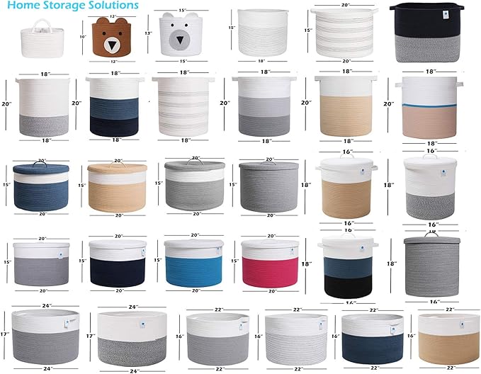 24" x 24" x 17" Max Size Large Cotton Rope Basket, Extra Large Storage Basket, Woven Laundry Hamper, Cloth Storage Bin, for Blankets Clothes Towels Pillows in Living Room, Grey