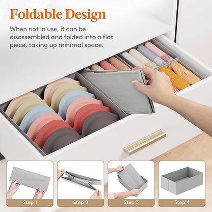Lifewit Underwear Drawer Organizer for Closet 36 Pack, 3 Sizes Dresser Organizer Dividers, Deep Fabric Foldable Drawer Storage Organizer Bins for Clothes/Sock/Bra, Light Grey