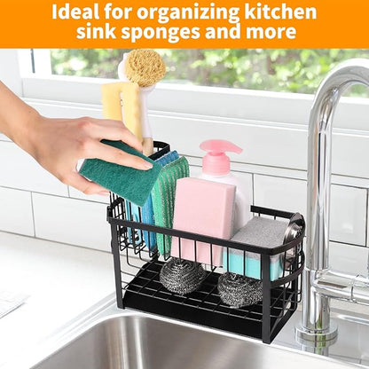 Regogo Kitchen Sink Organizer Rack,2-Tier Sink Caddy with Holder for Pot Brush,Oval Sink Organizer for Sponge