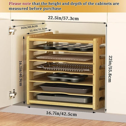 sandpaint 7 Tier Wooden Cabinet Tray Dividers,Kitchen Cabinet Tray Divider for Pans, Storing pans, Baking trays, Cutting Board
