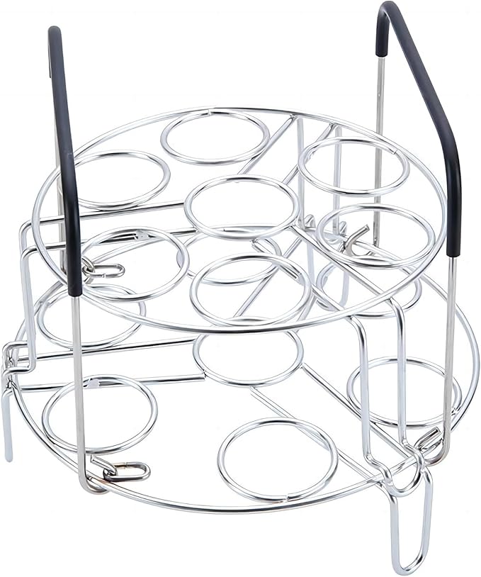 GREATLINK 2-Tier Stainless Steel Egg Holder with Silicone Handles, 14 Egg Capacity Stackable Rack for Refrigerator - Easy Grab Space Saving Organizer