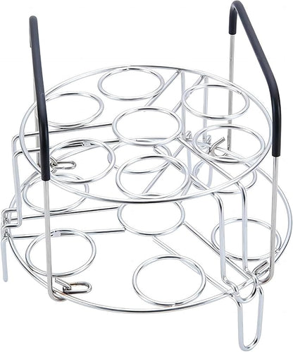 GREATLINK 2-Tier Stainless Steel Egg Holder with Silicone Handles, 14 Egg Capacity Stackable Rack for Refrigerator - Easy Grab Space Saving Organizer