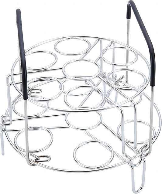 GREATLINK 2-Tier Stainless Steel Egg Holder with Silicone Handles, 14 Egg Capacity Stackable Rack for Refrigerator - Easy Grab Space Saving Organizer