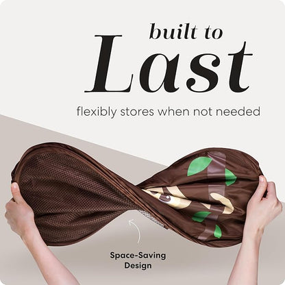 Handy Laundry Collapsible Mesh Pop Up Hamper with Wide Opening and Side Pocket - Breathable, Sturdy, Foldable, and Space-Saving Design for Clothes and Storage (Monkey)
