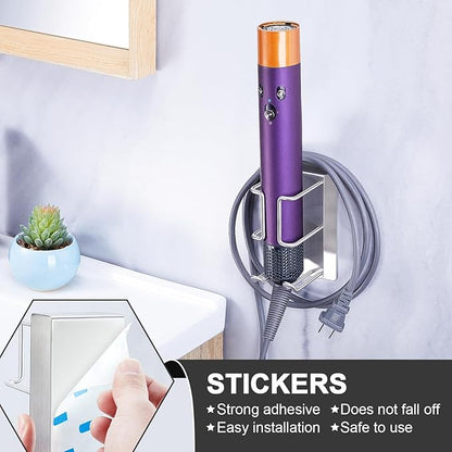 WAYASI Hair Straightener Holder Wall Mounted Blow Dryer Holder, Curling Iron Holder, Hairdryer and Straightener Holder, Bathroom Hair Tools Organizer and Storage (Silver)