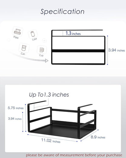 Nxconsu 2Pack Under Shelf Storage Basket Organizer Hanging Holder for Cabinet Pantry Kitchen Cupboard Desk Counter Bookshelf Organization Add-on Space Saver Heavy Duty Slide-in Black Small