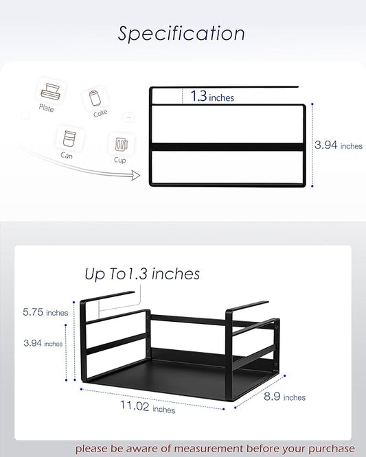 Nxconsu 2Pack Under Shelf Storage Basket Organizer Hanging Holder for Cabinet Pantry Kitchen Cupboard Desk Counter Bookshelf Organization Add-on Space Saver Heavy Duty Slide-in Black Small