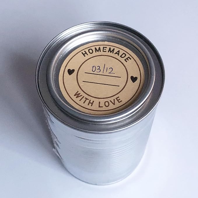 300 Pieces, 2" - Homemade with Love Stickers, Canning Labels for Jars to Write On