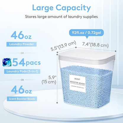 Lifewit Laundry Pods Container with Pop-up Lid, Detergent Dispenser, Dryer Sheet Holder, Laundry Room Organization Storage Jars for Washing Powder, Soap, Scent Booster Beads,0.72gal, 5 Pcs